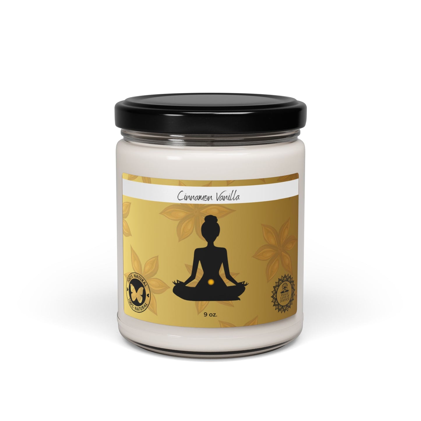 Cinnamon Vanilla Scented Soy Meditation Candle, 9oz