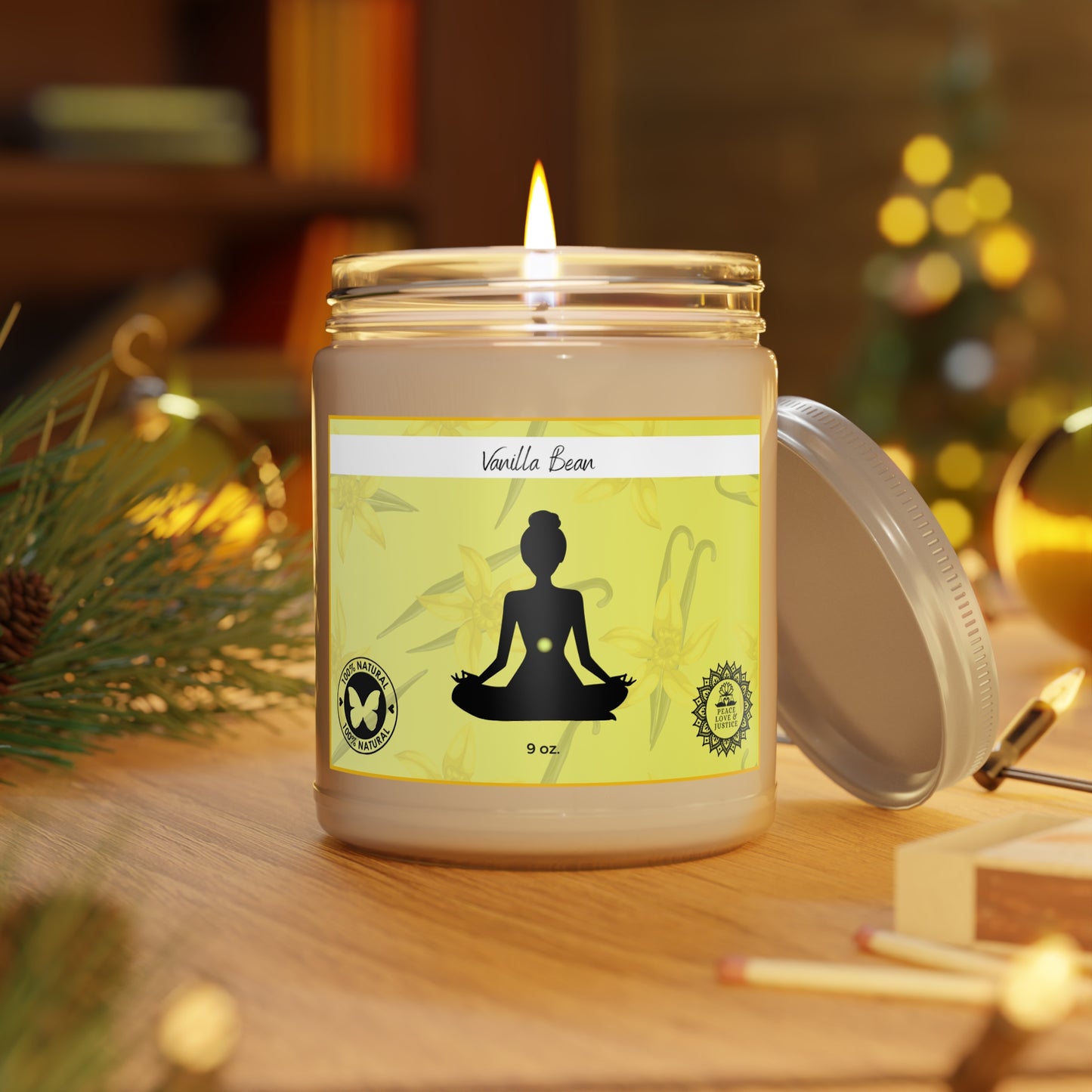 Vanilla Bean Scented Soy Meditation Candle, 9oz