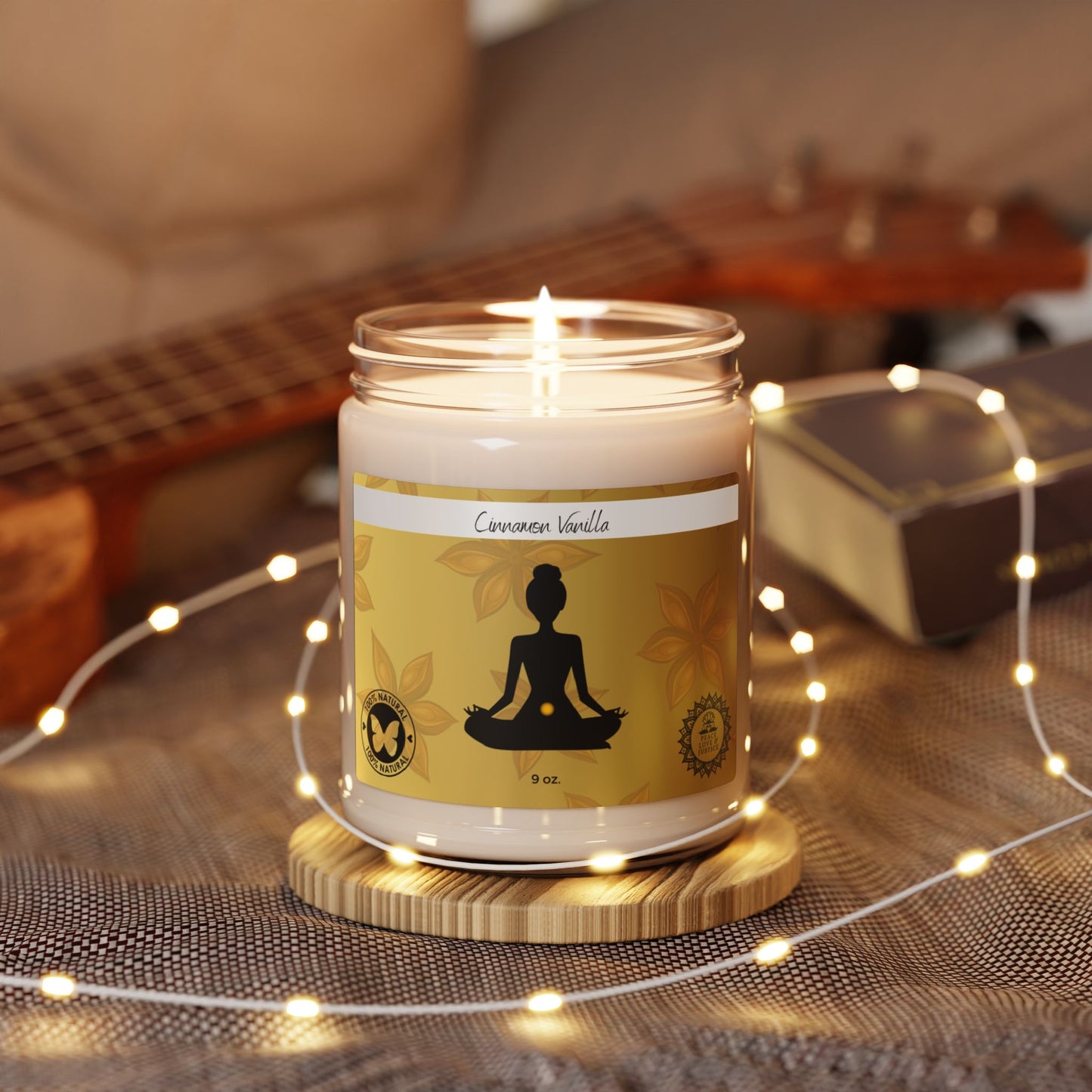 Cinnamon Vanilla Scented Soy Meditation Candle, 9oz