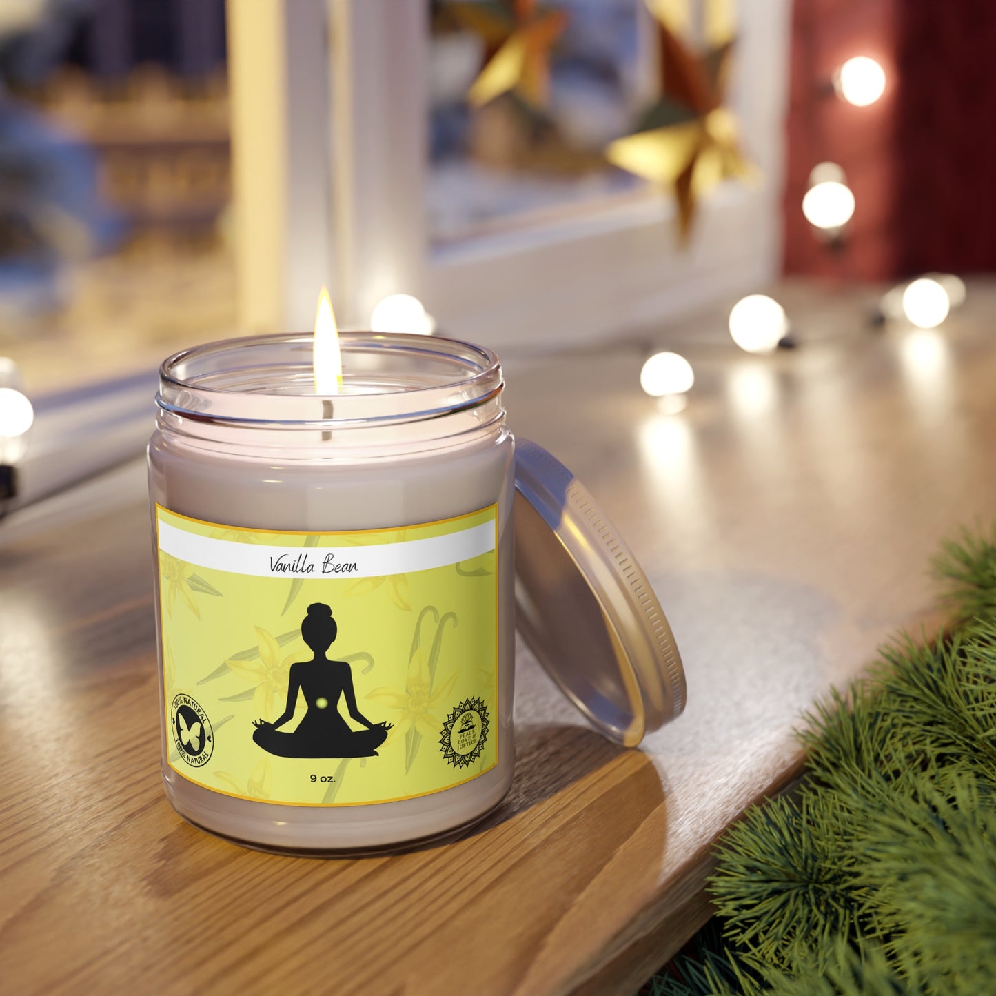 Vanilla Bean Scented Soy Meditation Candle, 9oz