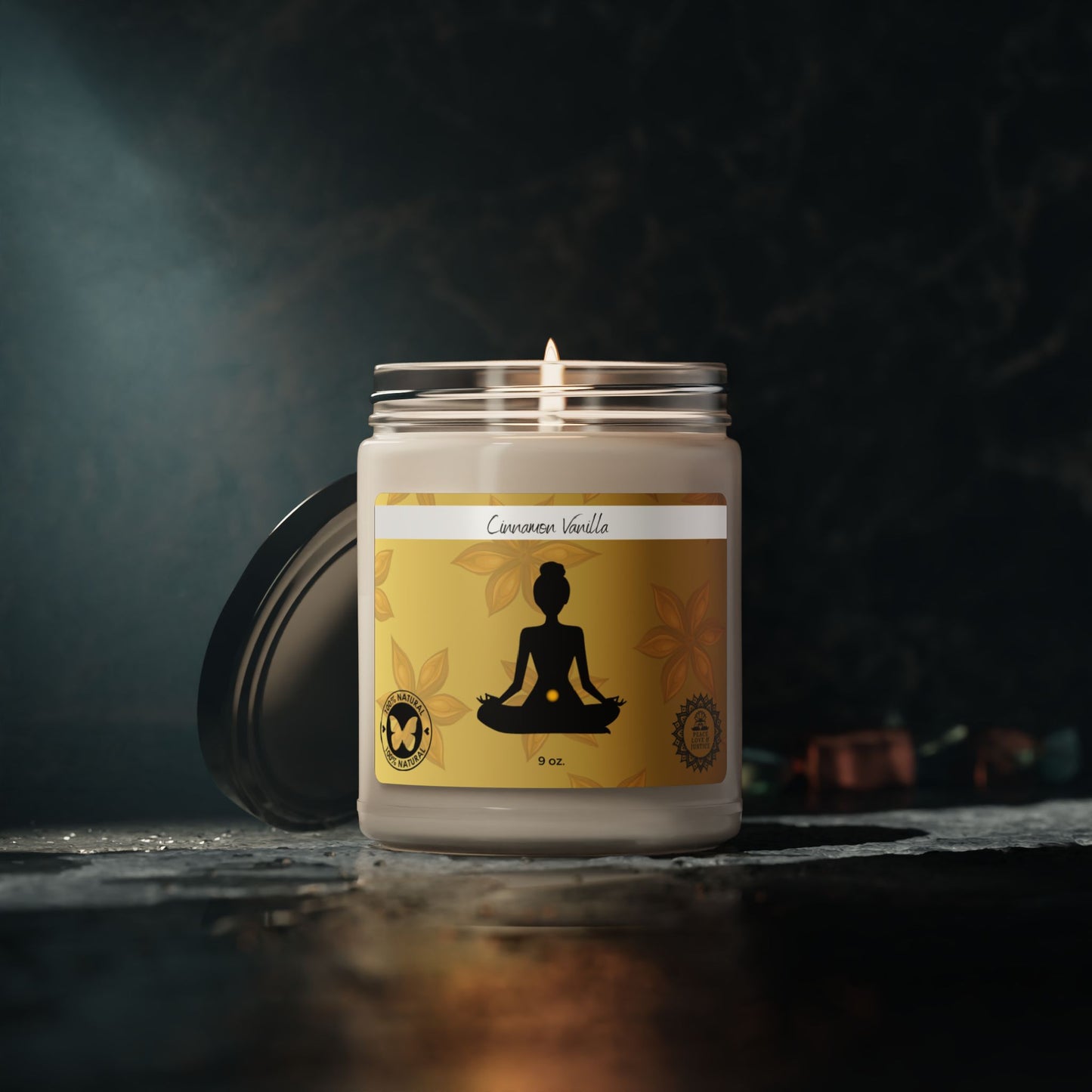 Cinnamon Vanilla Scented Soy Meditation Candle, 9oz